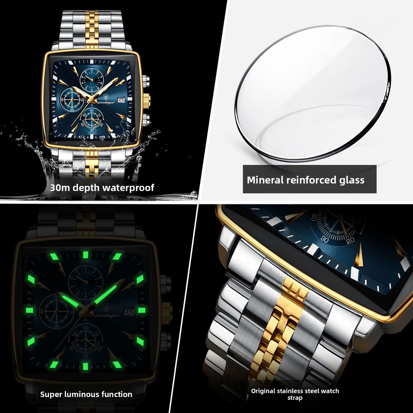 Multifunctional chronograph business men's watch