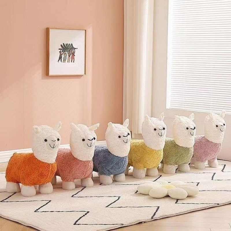 Foldable Plush Alpaca Stool