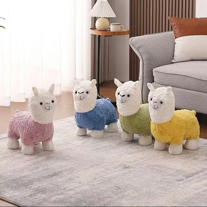 Foldable Plush Alpaca Stool