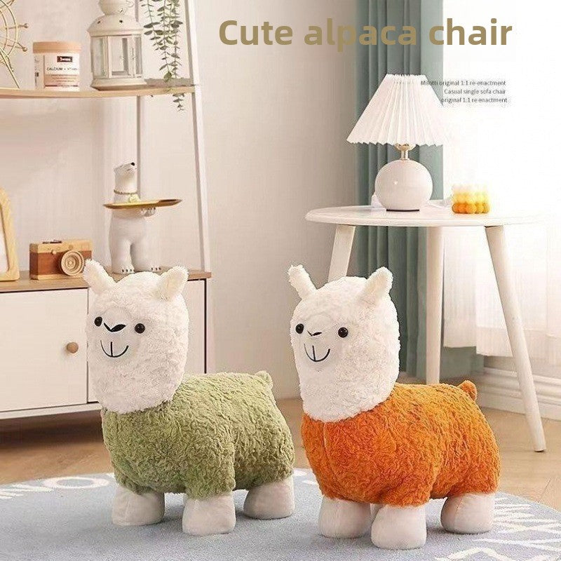 Foldable Plush Alpaca Stool